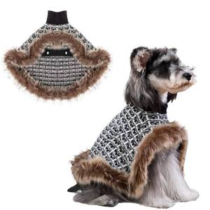 lot 8761 image: UNIPUP Dog Sweater Cloak, Pearl Cotton Boucl� Yarn Puppy Sweater, Cold Weather Coat Knitwear for Small Dogs, Classic Turtleneck Thick Dog Clothes with Thick Fluff DS95S