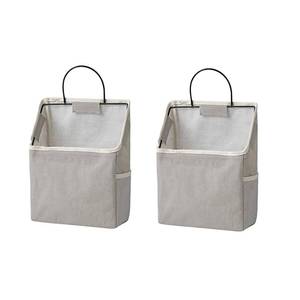 lot 8767 image: RUIPBOTE Wall-Hanging Storage Bags, Desktop Organizer Basket Cotton Linen Hanging Storage Basket for Kitchen,Bedroom,Living Room (#2 Grey)