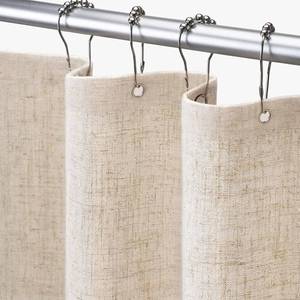 lot 8768 image: Awellife Extra Long Shower Curtain 84 Inch Length Beige Linen Blend Fabric Shower Curtain for Bathroom, Extra Long 72 W x 84 L