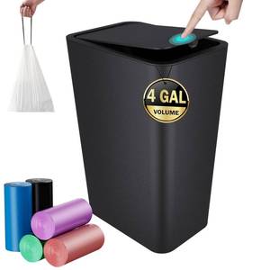lot 8771 image: CXGFVRE 4 Gallon15 Liter Silent Push-Down Trash Can, Pet-Proof & Odor-Resistant, Includes 75 Trash Bags, Suitable for Multiple Settings Including BedroomKitchenBathroomOffice
