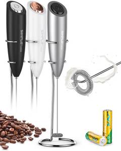 lot 8783 image: SIMPLETaste Milk Frother Handheld Battery Operated Electric Foam Maker, Drink Mixer with Stainless Steel Whisk and Stand for Cappuccino, Bulletproof Coffee, Latte