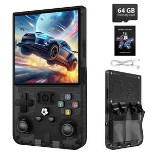 R36MAX Retro Handheld Game Console,64GB Open Source System Support 30+ Emulator Console,4.0 Inch IPS Screen Retro Gaming Console,4000mAh Battery,Video Game Console for Christmas-Transparent Black