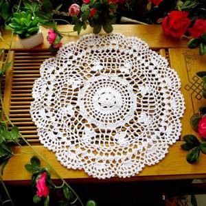 lot 8793 image: Janef White Handmade Crochet Doilies Cotton Table Cloth Lace Doilies Round Lace Tablecloths Crochet Placemat 10 Inches 2PC.