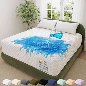 lot 8822 image: OhGeni 100% Waterproof Mattress Protector,King Size Mattress Soft Pad,Pet Hair & Bedwetting Resistant,Cooling Breathable Fitted Sheets,Washable Bed Cover,Non-Slip Deep Pocket,Noiseless for Bedroom