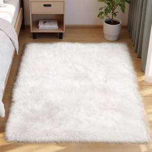 lot 8845 image: Goolela White Fluffy Fur Rug 4x6 Faux Sheepskin Fuzzy Shag White Rug for Bedroom Living Room Plush Washable Area Rug Rectangle
