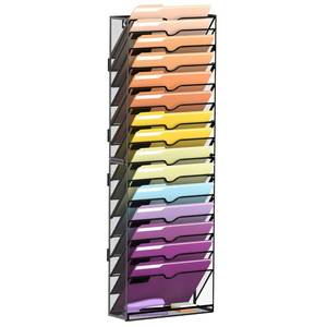 lot 8851 image: SUPEASY 16-Tier Hanging Wall File Holder Organizer for Papers, Folders, Files Clipboard & Magazine Organization Great for Office Home, Assembly Needed, Black