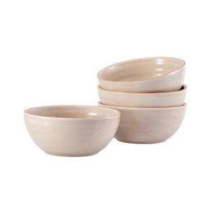lot 8861 image: Bico Light Beige 24oz Stoneware Cereal Bowls Set, Set of 4, Microwave and Dishwasher Safe, for Cereal, Soup, Noodles