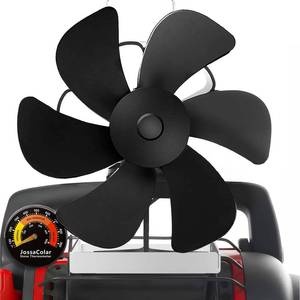 lot 8864 image: JossaColar Wood Stove Fan Compatible for Buddy Heater (with Bracket & Thermometer), Heat Powered Fireplace Fan Thermal Fan, Outdoor CampingPicnicsIndoor Use
