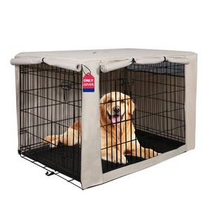lot 8866 image: HiCaptain Dog Crate Cover 48.0 L x 30.0 W x 33.0 H with Breathable Mesh, Durable Heavy Duty Kennel Cover, Dual Zippered Panels, Windproof Waterproof UV-Resistant(Beige)