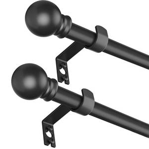 lot 8869 image: SMODBRODRE 2 Pack Curtain Rods for Window 32 and 48, Black 58 inch Splicing Single Window Curtain Rod Set with Brackets