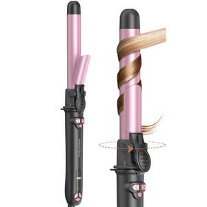 lot 8871 image: Wavytalk Rotating Curling Iron, Curl Cycle, 1 Inch Automatic Curling Wand for Long Hair, Get Effortless Curls with Self Spinning Barrel up to 430°F with Home Button, Dual Voltage, Rose Gold