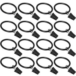 lot 8878 image: 15 Pack Curtain Rings with Clips, Window Clip Rings Black Curtain Hooks Hangers Clip Rings for Hanging Drapery Drapes Bows, Small 1.26 Inch in Diameter, Fits up to 1 Rod