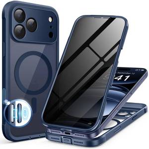 lot 8909 image: BERFY for iPhone 17 Pro Max Case, Compatible with MagSafe, Built-in Privacy Screen Protector and Camera Protection, Anti-Spy Full Body Shockproof Clear Phone Case for 17 Pro Max 6.9, Deep Blue