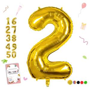 lot 8914 image: Smlpuame 40 inch Number Balloon 0-9 Gold Large Number 2 Balloons,Digital Balloons for Birthday Party Celebration Decorations Supplies, Helium Foil Number Balloons for Wedding Anniversary