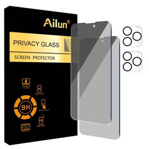 lot 8918 image: Ailun 2 Pack Privacy Screen Protector for iPhone 14 Pro 6.1 inch  2 Pack Camera Lens Protector,Anti Spy Private,Tempered Glass,Case Friendly