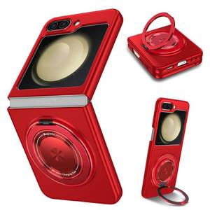 lot 8927 image: ZHOZEXIN Compatible with Samsung Galaxy Z Flip 5 Case, Rotate Ring Magnetic Protection Shockproof Cover for Samsung Galaxy Z Flip 5 5G, Foldable Slim Case (Red)
