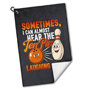 lot 8938 image: rofiowa Sometimes I Can Almost Hear The Ten Pin Laughing at Me Polyester and Cotton Blend Printed Sport Towel with Clip, Funny Bowling Accessories for Men Women, Bowling Gifts for Bowlings Lover