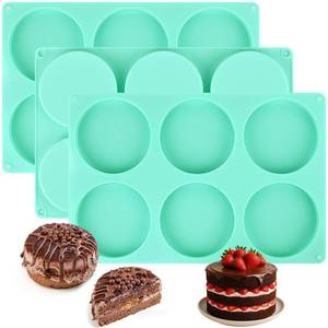 lot 8948 image: Wrbin 3Pcs Silicone Muffin Top Pan, 4Inch Muffin Top Pans Non-stick, 6-Cavity Round Baking Molds for Mini Cake, Muffin Top, Dessert, Hamburger, Sandwiches Making