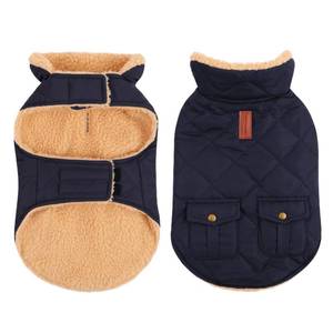lot 8949 image: Queenmore Warm Puffer Dog Coat, Quilting Winter Jacket Ultra Thick Plush Lining with Storage Pockets (Dark Navy, X-Large)