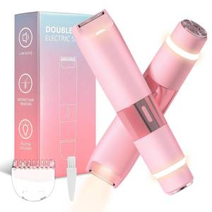 lot 8954 image: Bikini Trimmer for Women - 2 in 1 Painless Electric Razors for Women, IPX7 Waterproof Rechargeable LED Dual Head Electric Shaver for Lady Bikini Underarm, Body, Leg, Face Hair Remove (Pink)