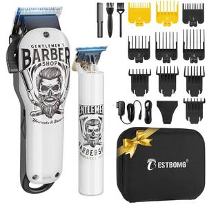lot 8955 image: BESTBOMG Hair Clippers &amp Trimmer Ceramic T-Blade Cordless Haircut Sets Rechargeable 2000mAh1200mAh with 10 Guide Combs &amp for MenFatherHusbandBoyfriend