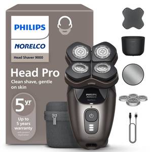 lot 8958 image: Philips Norelco Head Shaver Pro 9000 Series - Electric Shaver for Men and Women, 360° Flexing Head &amp ComfortCut Blades for Clean Shave, Gentle on Skin, Model HS998040
