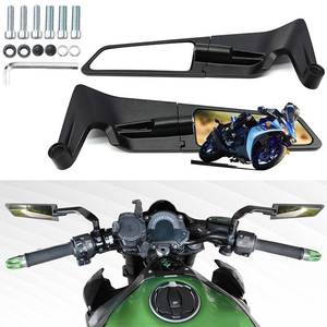 lot 8963 image: CABORIALLAN Motorcycle Rear View Mirrors, Adjustable 360° Rotating Stealth Wind Wing Side Mirrors Compatible with Kawasaki Z400 Z650 Z1000 Duke 125 200 250 390 690 790 1290 etc (8mm, 10mm)