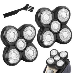 lot 8975 image: 2 Pack Replacement Blades for Freebird Head Shaver  5-Blade Electric Razor Refills for Bald Men Freedom Grooming  1 Cleaning Brush