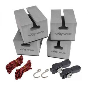 lot 8988 image: WOOWAVE Canoe Carrier Deluxe Carrier Kit Universal Soft Standard Foam Block for Roof Racks Car-Top Replacement with Tie-Downs, 6 inches