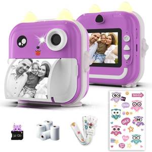 lot 8989 image: Kids Camera Instant Print - 48MP Dual Lens, 1080P Video, Thermal Printing with 4 Paper Rolls - Fun Filters, Stickers & Games - Bluetooth App, 32GB Card - Gift for Girls & Boys Ages 3-12 (Purple)