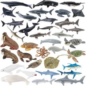 lot 8994 image: THINKBAY 36PCS Sea Animal Toys with Shark, Whale, Octopus & Other Ocean Animal FigurinesToys for Kids, Ocean Theme Cake Toppers Party Favors Birthday Gift for Boys Girls