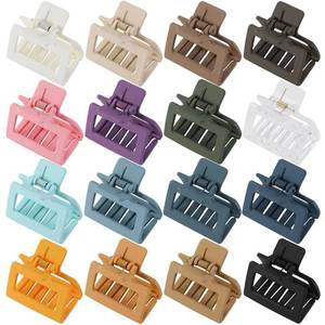 lot 9011 image: Small Hair Clips for Women and Girls - 2 Inch Rectangle Medium Claw Clips for ThinFine Hair - Nonslip Strong Hold Matte Jaw - 16 Pack(natural colors)