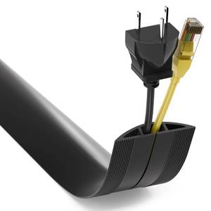 lot 9012 image: ZhiYo Floor Cord Cover 4ft, Cord Hider Floor Hide Extension Cords, Cable Management Prevent Cable Trips, Floor Cable Cover Wire Covers for Cords, Cable Protector Cord Cavity W0.6in H0.32in Black