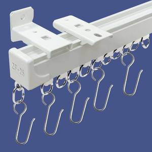 lot 9018 image: MLOQI Curtain Tracks Ceiling Wall Mounted with Soundproof Strips, Curtains Tracks Rails System, White Ceiling Track for Curtains 12-15 Feet
