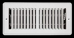 lot 9023 image: 4 X 10 Mobile Home RV Floor Register Vent Grille with Back Dampers - Fixed Blades - 2 Way Deflection - White