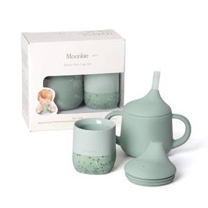 lot 9034 image: Moonkie Baby Training Cup & Sippy Cup Set  4 Months  Baby-Led Weaning Essential  Gift for Infants (Mint Cup Set, 2 Pack)