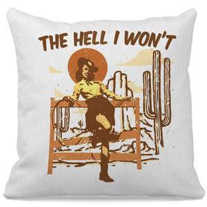 lot 9039 image: Retro Cowgirl The Hell I Wont Throw Pillow Case 18x18,Western Cowgirl Cactus Decorative Cushion Cover for Farmhouse Living Room,Gifts for Western Countryside Lovers,Cowgirl Women Girls Gifts