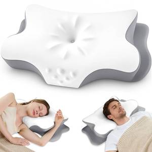 lot 9065 image: Cervical Neck Pillow for Pain Relief Ergonomic Memory Foam Pillow for Side Sleeper Contour Orthopedic Bed Pillow for Neck Support with Cooling Cover Ideal Christmas Birthday Gift for Women Men