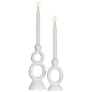 lot 9072 image: White Taper Candle Holders for Candlesticks, Unique Decorative Candlesticks Holder Home Decor Set of 2 for Fall Thanksgiving Wedding Table Centerpiece Decorations, Modern Aesthetic Room Decor Resin
