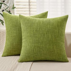 lot 9083 image: MIULEE 24x24 Inch Euro sham Burlap Linen Spring Pillow Covers Set of 2 - Green Washed Soft Skin-Friendly Texture Decorative Throw Pillows Home Decor for Farmhouse Modern Sofa,Bed,Couch,Patio