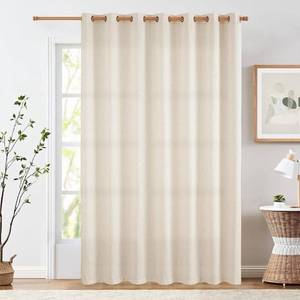 lot 9087 image: jinchan Linen Curtain 96 Inches Long for Sliding Glass Door, Farmhouse Semi Sheer Ceiling Curtain Living Room Light Filtering Grommet Farmhouse Rustic Beige Drape, 100 x 96, 1 Panel