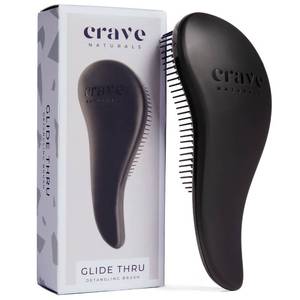 lot 9094 image: Crave Naturals Glide Thru Detangling Brush, Detangler Brush for Curly, Straight, Wet and Dry Hair Comb for Adults and Kids, Hair Accessories for Women, Black
