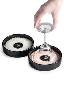 lot 9103 image: Zoeeker Bar Glass Rimmer for Margarita and Cocktail, Ceramic Salt Sugar Glass Rimmer Sugar Container for Cocktails Home Bar Accessories Set of 2, Black
