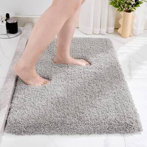 lot 9107 image: Disolla Grey Bathroom Rug 17x24 - Non-Slip Plush Small Bath Mat, Highly Absorbent & Ultra Soft Fluffy Floor Mat, Machine Washable for Shower and Tub