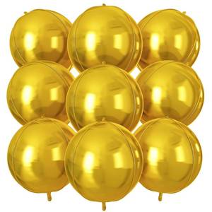 lot 9118 image: Gold Round Foil Balloons 9 pcs,Metallic Gold Giant 4D Round Balloons 22 Inch for New Years Wedding Graduation Anniversary Baby Shower Birthday Party Decorations