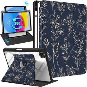 lot 9132 image: Uppuppy for iPad Air 11 inch Case, Air 5th4th Generation 10.9, Pro 11 Case Women Girls for Apple Pencil Holder Cute Flower Floral Rotating Folio Cover for Apple iPad Air 45 (20202022)Pro 11