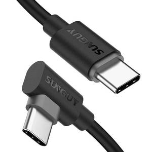 lot 9134 image: SUNGUY USB C to USB C Cable 2FT 2Pack, Right Angle 90 Degree Type C to C 60W PD Fast Charge Compatible for iPhone 1615, Samsung Galaxy S24S23, MacBook AirPro, iPad Pro 2020