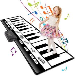 lot 9141 image: TWFRIC 6ft. Piano Mat with 24 Keys & 10 Demos & 8 Musical Instruments Sounds & 4 Play Modes, Giant Dance Floor Piano Music Play Mat 71 Large Interactive Musical Toys Gifts for Kids Adults Toddlers