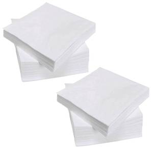 lot 9142 image: 200 Count Napkins 2 Ply Plain White Beverage Napkins Disposable Four Fold Cocktails Paper Napkins 4.9 X 4.9 folded for Party and Every Day Use