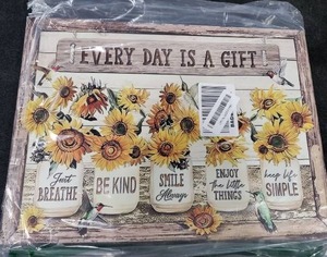 lot 9143 image: Sunflower Mason Jar Inspirational Wall Art